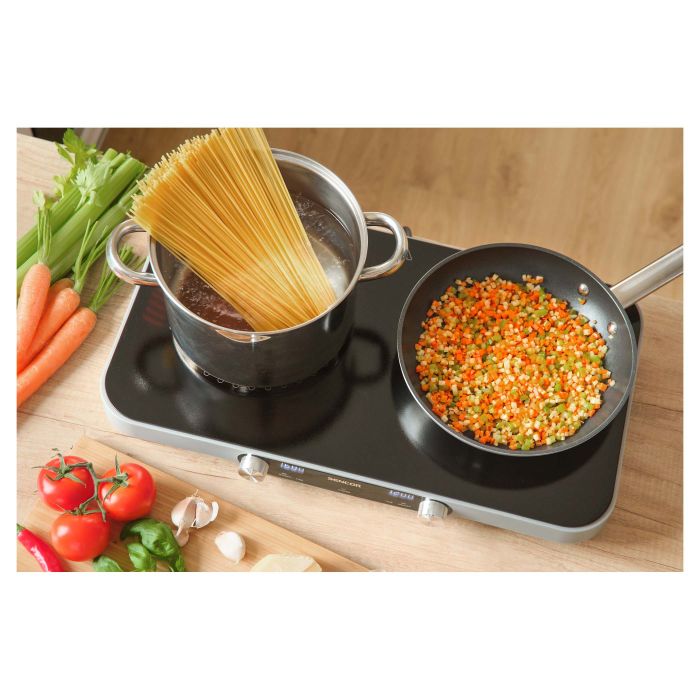 Електроплитка Sencor SmoothCook SCP2803BK, 2 конфорки, склокераміка, 2200Вт+1300Вт, чорний