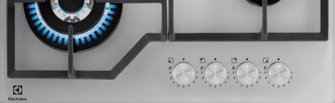 Варильна поверхня Electrolux газова на склі, 60см, чавун, сріблястий