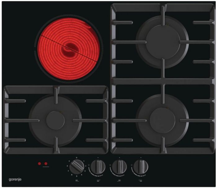 Варильна поверхня Gorenje комбінована (3 газ + 1 склокерам. ), 60см, чавун, чорний