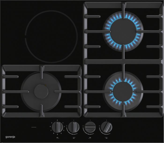 Варильна поверхня Gorenje комбінована (3 газ + 1 склокерам. ), 60см, чавун, чорний