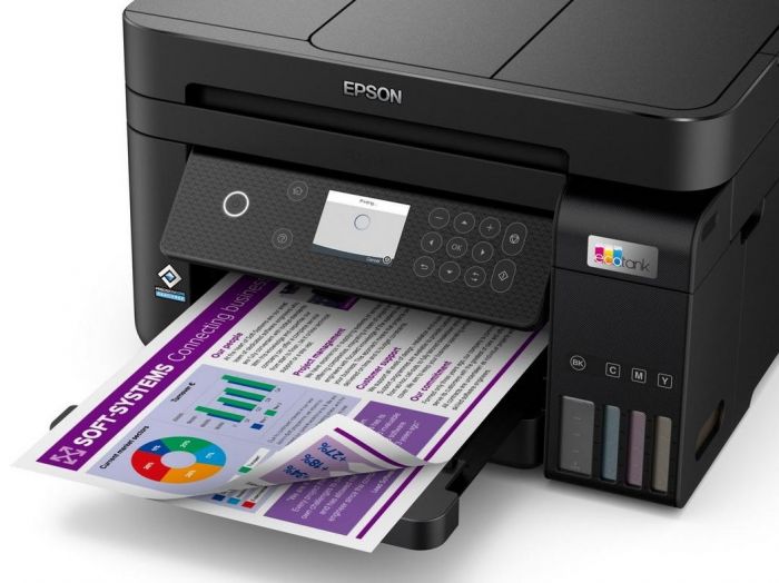БФП ink color A4 Epson EcoTank L6270 33_20 ppm ADF Duplex USB Ethernet Wi-Fi 4 inks Black Pigment