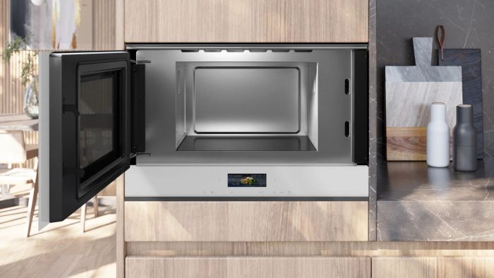 Мікрохвильова піч Siemens вбудовувана, 21л, електр. управл., 900Вт, дисплей, білий
