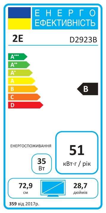 Монітор 2E 28.7" D2923B 2xHDMI, DP, Audio, IPS, 2560*1080, 21:9, 75Hz