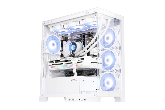 Корпус 2E Gaming Fantom GK701W, без БЖ, 2xUSB 3.0, 1xUSB Type-C, 4x120mm ARGB, controller with remote, TG Side/Front Panel, mATX, білий