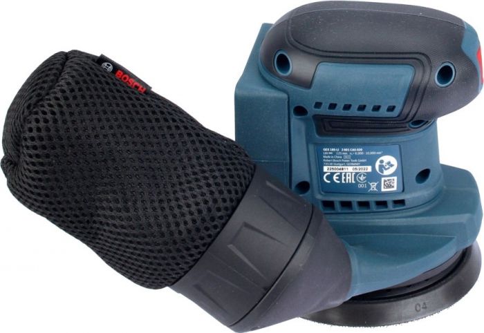 Шліфмашина ексцентрикова акумуляторна Bosch GEX 185-LI, 18В, 125 мм, 6000-10000 об/хв, 0.93 кг, без АКБ та ЗП