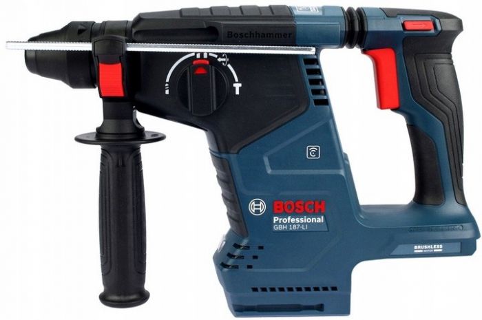 Перфоратор акумуляторний Bosch GBH 187-LI, патрон SDS-plus 24мм, 18В 1х5Аг, 2.4Дж, 3 режими, 980об/хв, 3кг