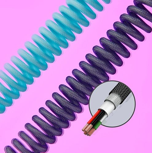 Кабель HyperX USB-A - USB-C спіральний, 1.37м Grey