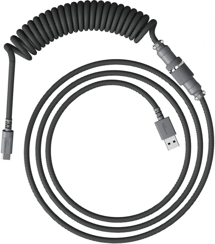 Кабель HyperX USB-A - USB-C спіральний, 1.37м Grey