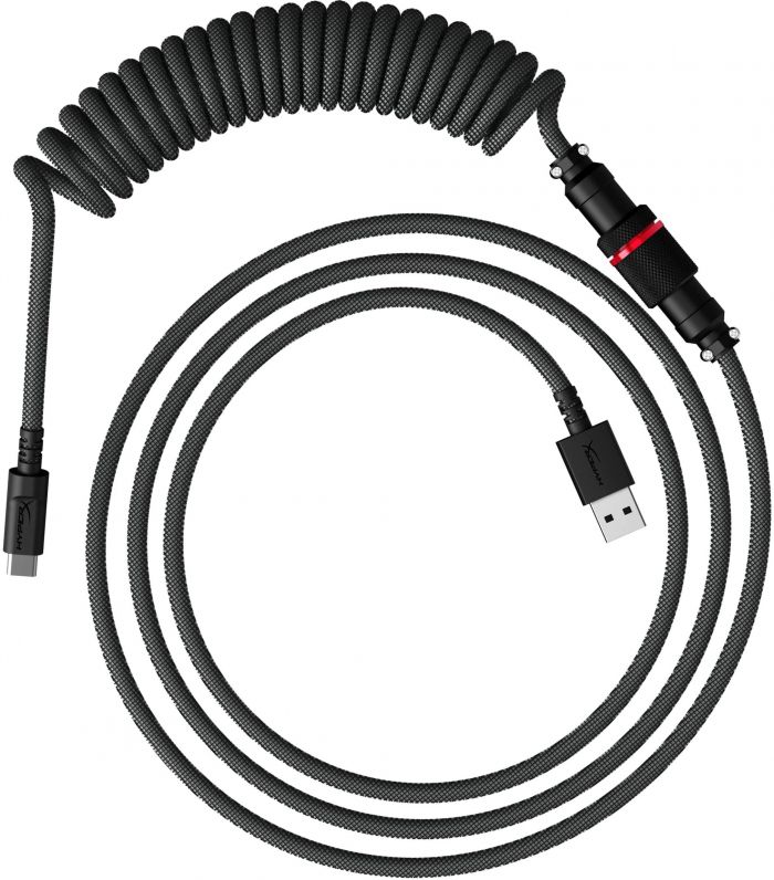 Кабель HyperX USB-A - USB-C спіральний, 1.37м Grey/Black