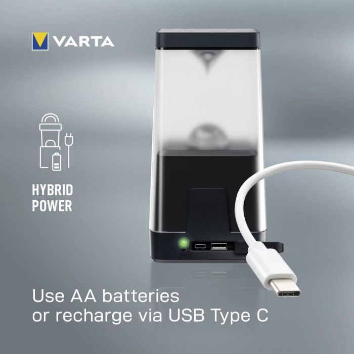 Ліхтар VARTA Кемпінговий  Ambiance  L30RH з гібридною системою живлення акумулятор/батарейки, IP54, до 500 люмен, до 370 годин роботи, 3хАА
