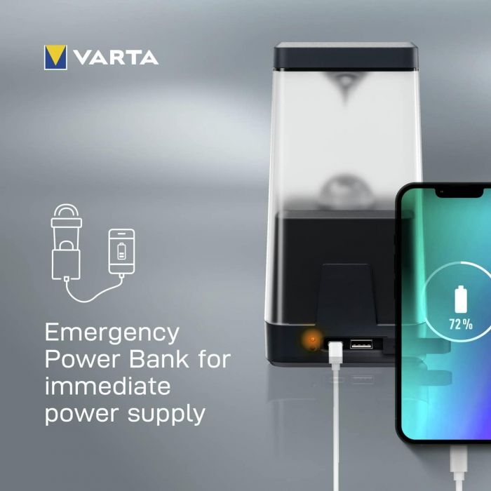 Ліхтар VARTA Кемпінговий  Ambiance  L30RH з гібридною системою живлення акумулятор/батарейки, IP54, до 500 люмен, до 370 годин роботи, 3хАА
