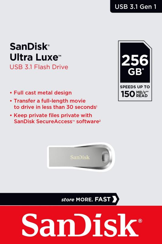 Накопичувач SanDisk  256GB USB 3.1 Type-A Ultra Luxe