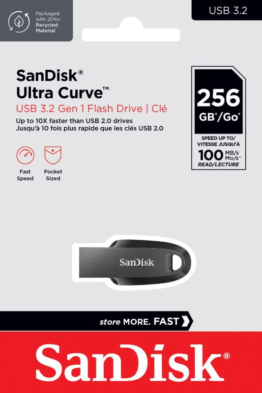 Накопичувач SanDisk  256GB USB 3.2 Type-A Ultra Curve Black