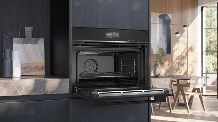 Духова шафа Siemens електрична компактна, 47л, A+, дисплей, конвекція, чорний