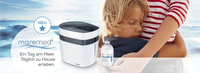 Очисник повітря Beurer Maremed, 50м2, 150м3/год, дисплей, 2-грубої очистки+1 водяний, створення морського клімату, білий