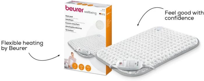 Електрогрілка Beurer, 33х44см, 100Вт, 3 режими, бавовна, білий