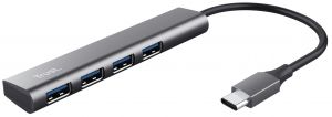 USB-хаб Trust Halyx Type-C to 4-Port USB-A 3.2 Grey