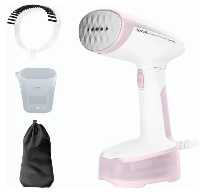 Відпарювач Tefal компактний Access' Steam Pocket, 1300Вт, 120мл, постійна пара - 20гр, біло-рожевий