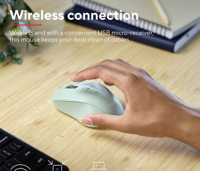 Миша Trust MYDO SILENT, WL, Зелений
