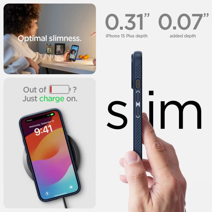 Чохол Spigen для Apple iPhone 15 Plus Liquid Air, Navy Blue