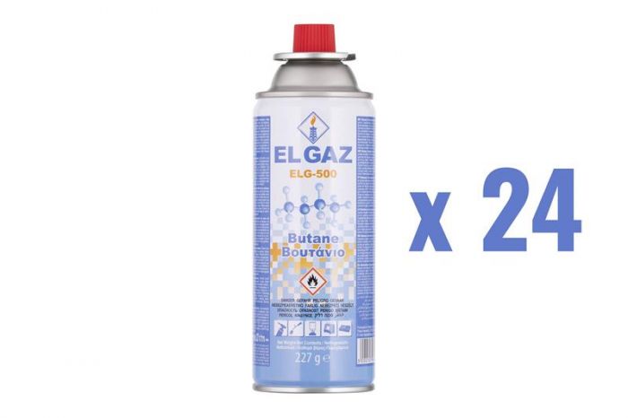 Балон-картридж газовий EL GAZ ELG-500, бутан 227г, цанговий, для газових пальників та плит, одноразовий, 24шт в упаковці