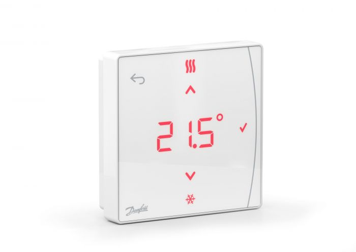 Терморегулятор Danfoss Icon2 RT, Display, +5...35 °C, програмований, бездротовий, накладний, 3В, білий
