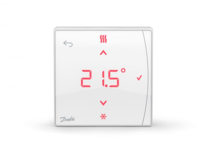 Терморегулятор Danfoss Icon2 RT, Display, +5...35 °C, програмований, бездротовий, накладний, 3В, білий