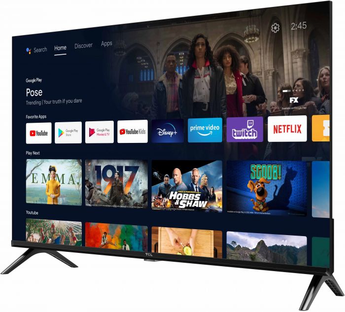 Телевізор 32" TCL LED HD 60Hz Smart, Android TV, Black