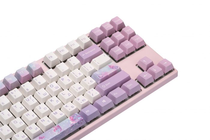 Клавіатура механічна Varmilo VEM87 Dreams On Board 87Key, EC V2 Jasmine, USB-A, EN/UKR, White Led, рожевий