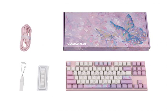 Клавіатура механічна Varmilo VEM87 Dreams On Board 87Key, EC V2 Rose, USB-A, EN/UKR, White Led, рожевий