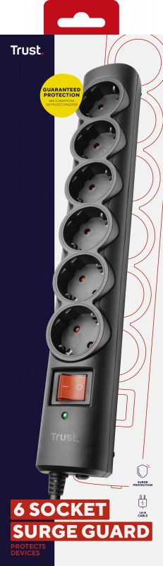 Мережевий фільтр Trust Surge Guard 6XSchuko 1.8м Black