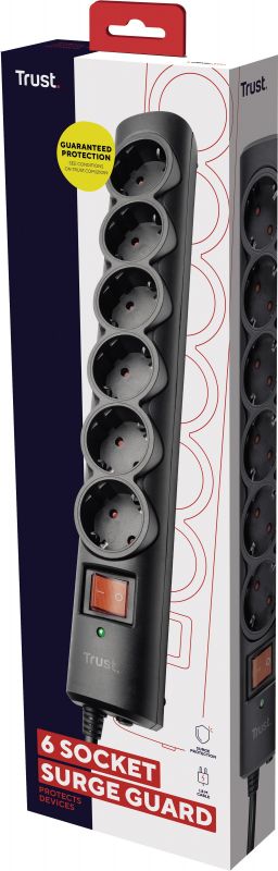 Мережевий фільтр Trust Surge Guard 6XSchuko 1.8м Black