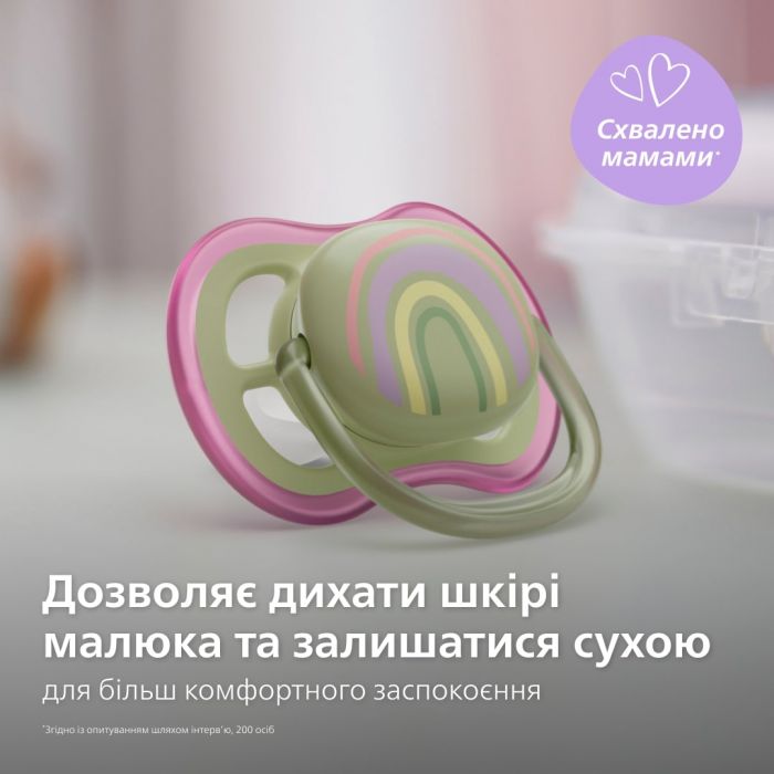 Пустушка Avent ортодонтична Ultra Air для дівчат 0-6 міс 2шт