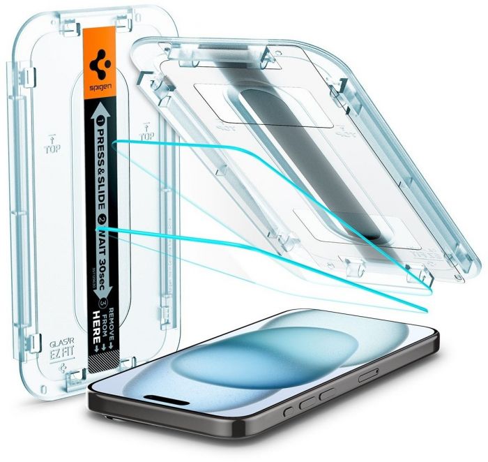 Захисне скло Spigen для Apple iPhone 15 EZ FIT tR(2 Pack)