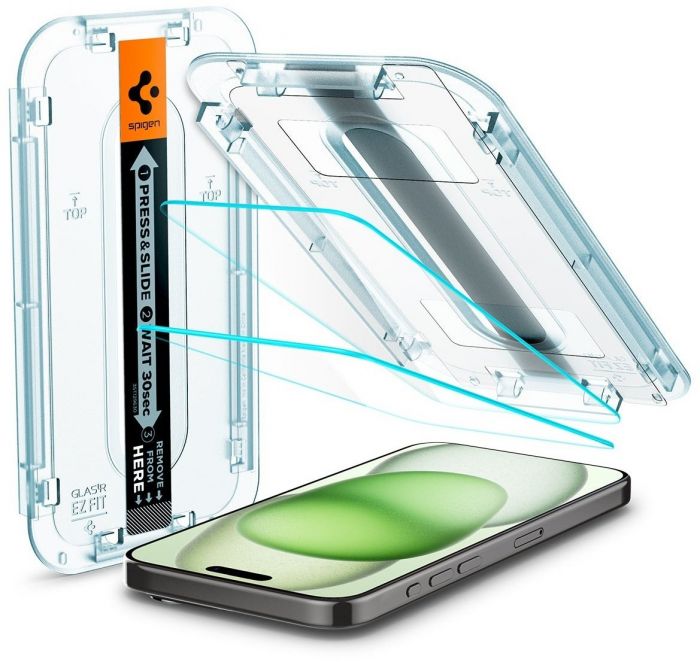 Захисне скло Spigen для Apple iPhone 15 Plus EZ FIT tR (2 Pack)