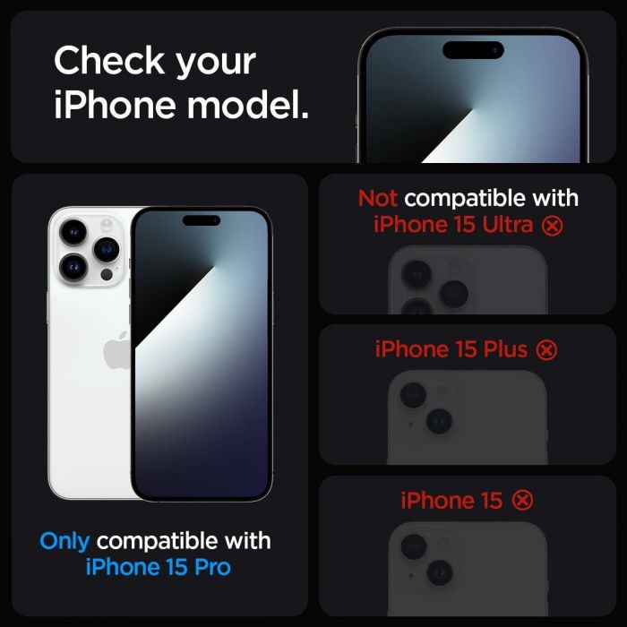 Захисне скло Spigen для Apple iPhone 15 Pro EZ FIT tR(2 Pack)