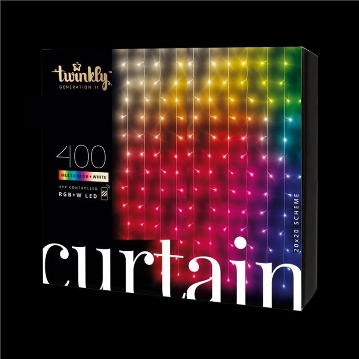 Гірлянда Smart LED Twinkly Curtain RGBW 400, Gen II, IP44, 1.45 х 2.1м, кабель прозорий