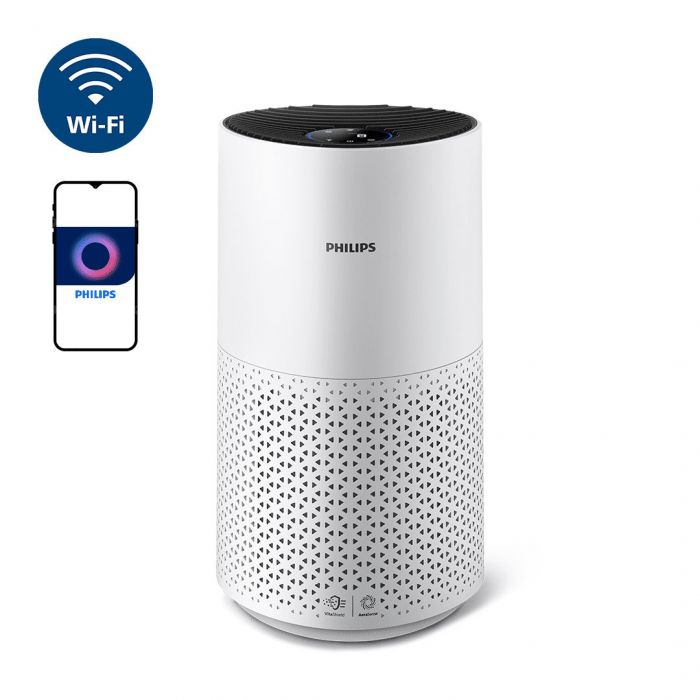 Очисник повітря PHILIPS 1000i Series, 78м2, 300м3/год, дисплей, Nano, НЕРА,попередн.,угольний фільтр, Wi-Fi, 4 режими, білий