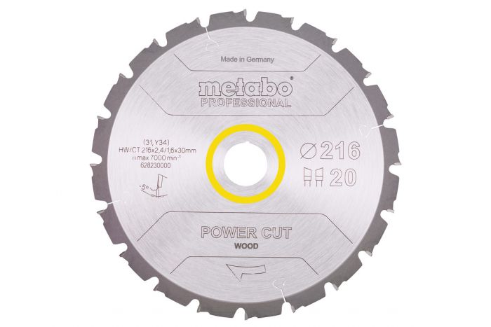Диск пильний Metabo POWER CUT WOOD - PROFESSIONAL, 216х2.4х30мм, 1.8мм, 20 зубців