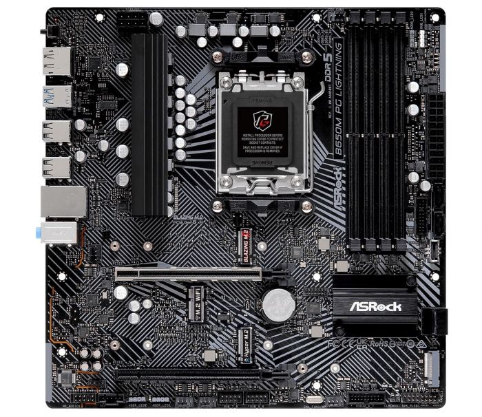 Материнська плата ASRock B650M PG LIGHTNING sAM5 B650 4xDDR5 M.2 HDMI DP mATX