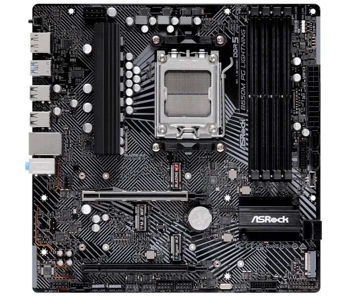 Материнська плата ASRock B650M PG LIGHTNING sAM5 B650 4xDDR5 M.2 HDMI DP mATX