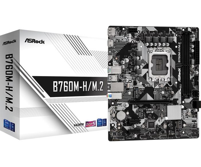 Материнська плата ASRock B760M-H/M.2 s1700 B760 2xDDR5 M.2 HDMI DP mATX