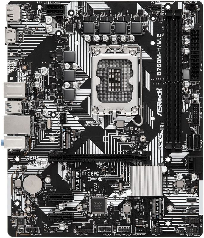 Материнська плата ASRock B760M-H/M.2 s1700 B760 2xDDR5 M.2 HDMI DP mATX