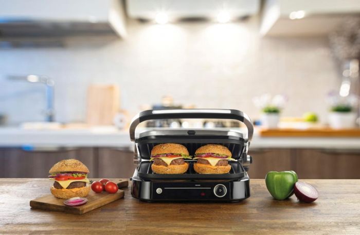 Гриль Gorenje прижимний, 2100Вт, темп. режимів-7, з`ємні пластини, розкриття на 180, метал, сірий