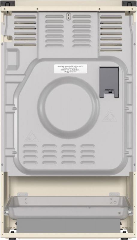 Плита Gorenje комбінована, 70л, 50x60см, дисплей, газ-контроль, чавун, слонової кістки