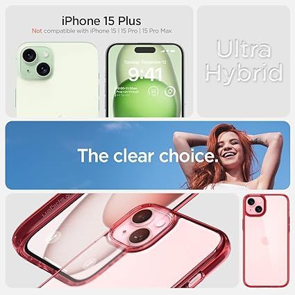 Чохол Spigen для Apple iPhone 15 Plus Ultra Hybrid, Red Crystal