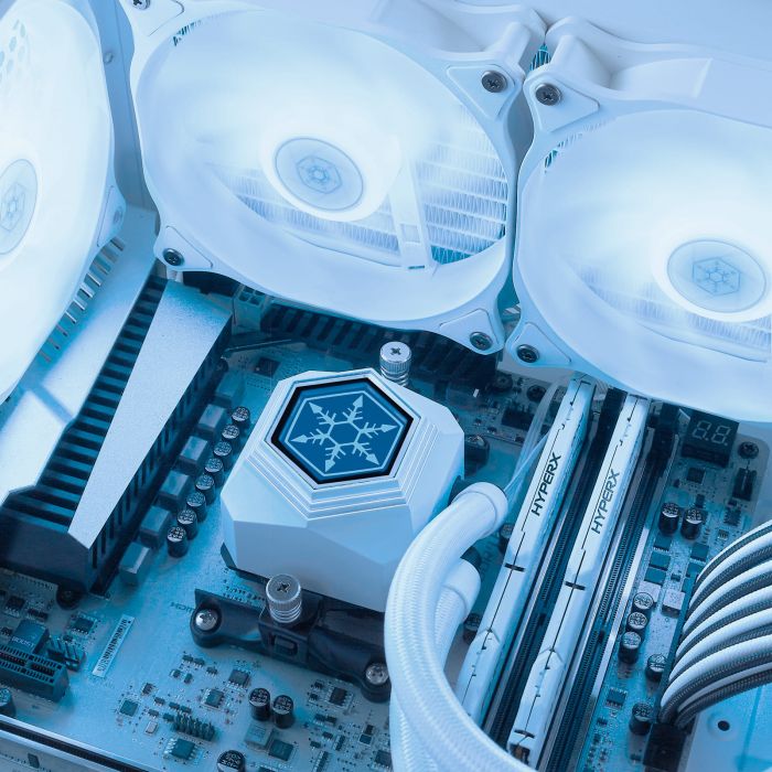 Система рідинного оxолодження SilverStone Perma Frost Premium PF240W-ARGB-V2, LGA1700, 2066, 2011, 1200, 115x, AM5, AM4, AM3, AM2, FM1, FM2, TDP240W, білий