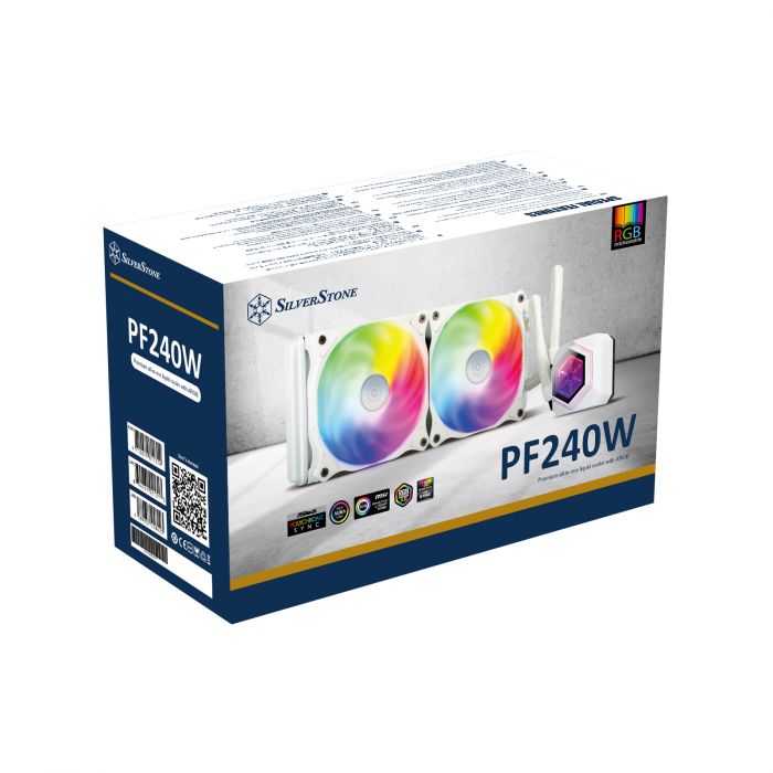 Система рідинного оxолодження SilverStone Perma Frost Premium PF240W-ARGB-V2, LGA1700, 2066, 2011, 1200, 115x, AM5, AM4, AM3, AM2, FM1, FM2, TDP240W, білий