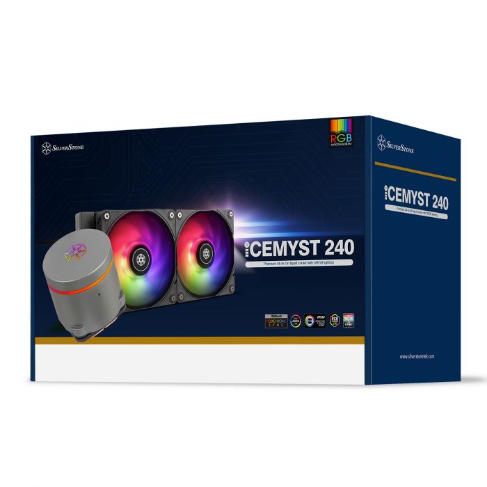 Система рідинного оxолодження SilverStone IceMyst IM240-ARGB, LGA1700, 2066, 2011, 1200, 115x, AM5, AM4, TDP240W, чорний
