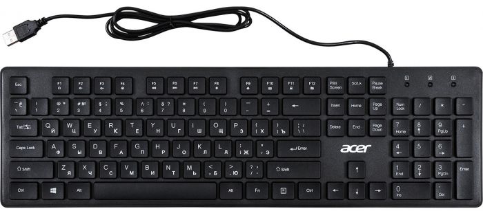 Клавіатура Acer OKW020, 104key ,USB-A, EN/UKR/RU, чорний